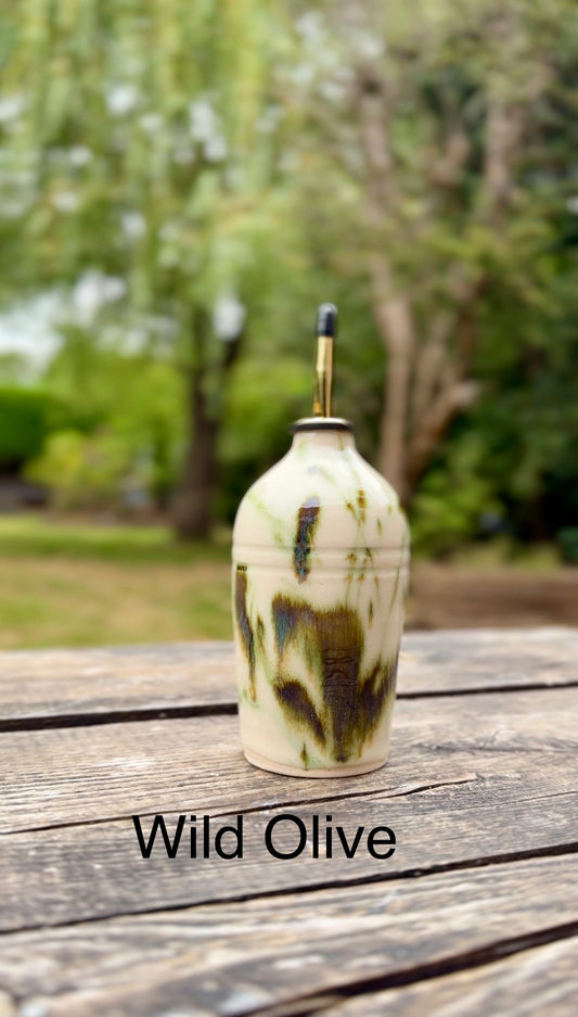 (13) Oil Bottle in Wild Olive (Local Tiny Pottery Shop customers only - sorry! Available via pre-order for everyone else)