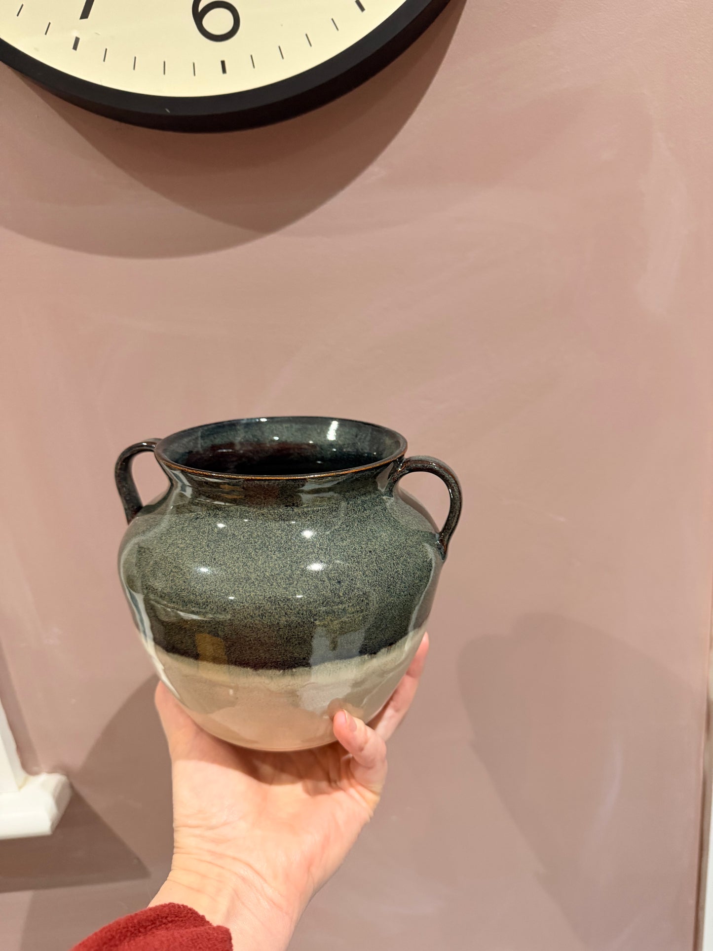 (09) Large handled vases various colours (Tiny Pottery Shop local customers only - sorry!)