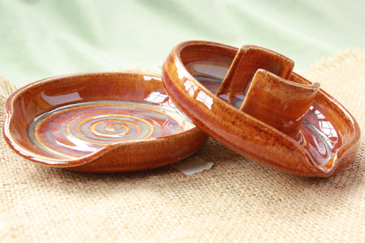 Sponge Holder and Spoon Rest Kitchen Set in Toffee