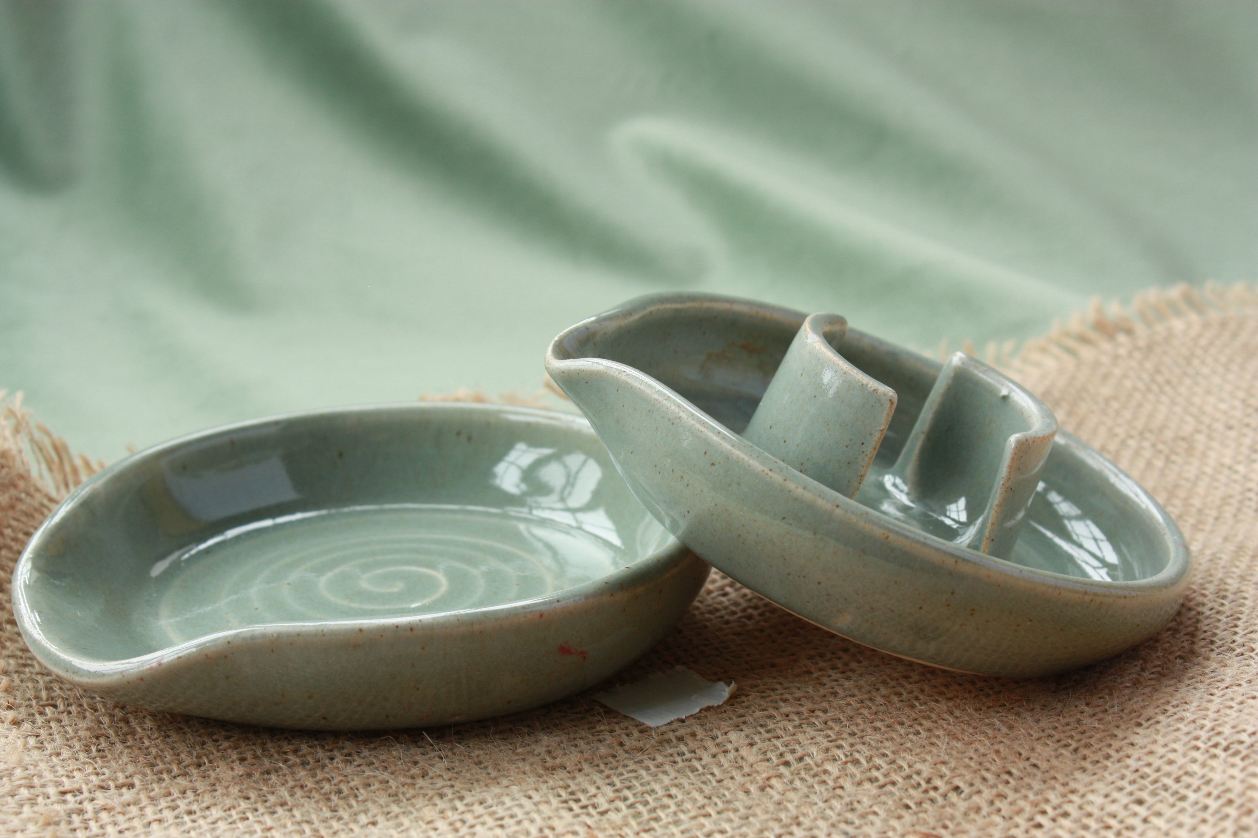 Sponge Holder and Spoon Rest Kitchen Set in Lagoon – Amber Grace Ceramics